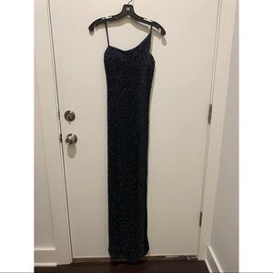 Black Beaded Low Back Gown